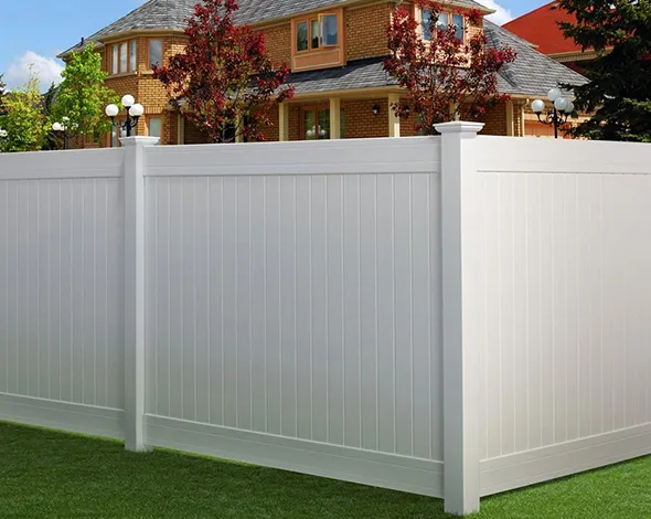 Durable vinyl fences for homes, offering privacy and style.